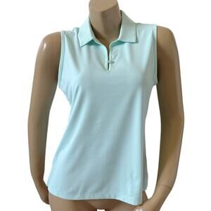 Lillie Green Womens Petite PM Mint Sleeveless Collared Golf Polo Shirt